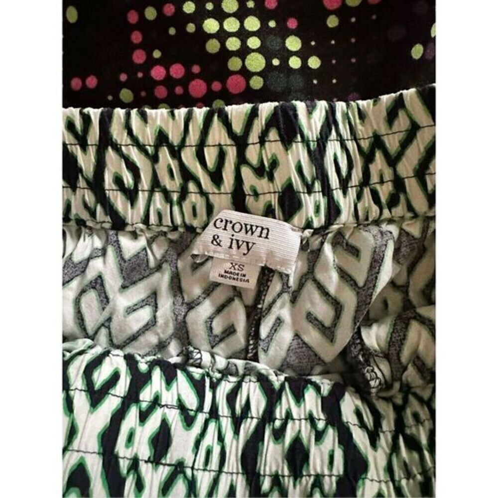Crown & Ivy Patterned Wide Leg Drawstring Pants XS - Picture 4 of 4